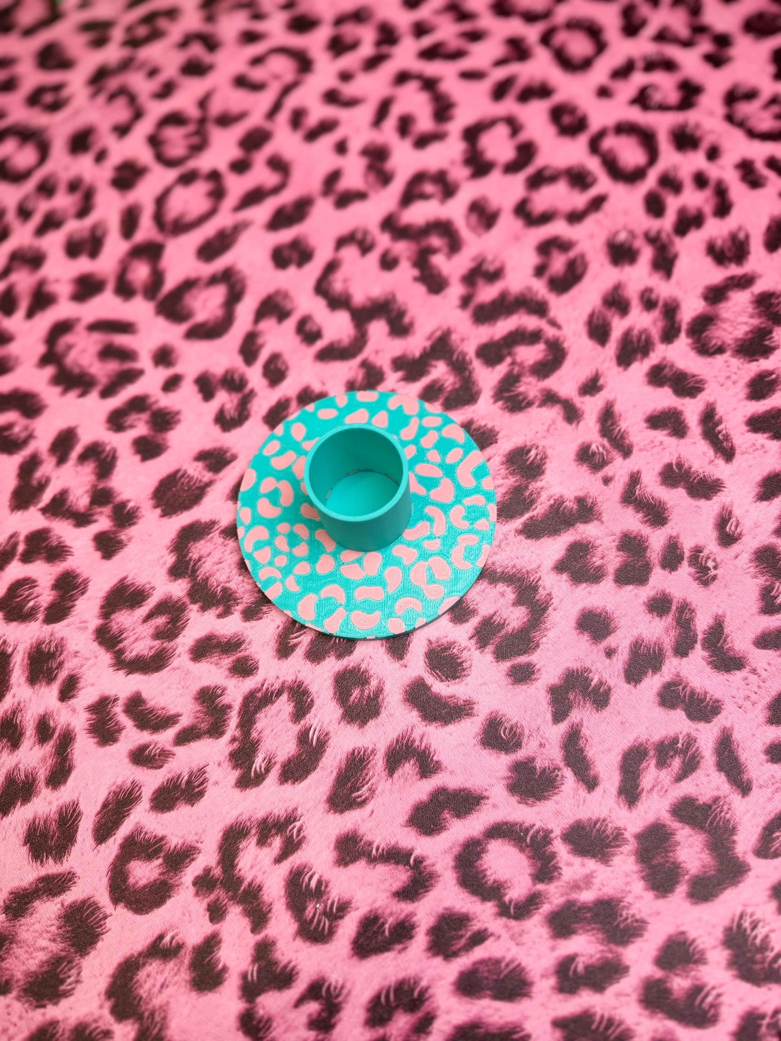 Baby Pink and Teal Leopard Stand