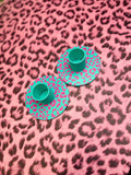 Pink and Teal Leopard 3/4 Tumbler Stands (2 pack)