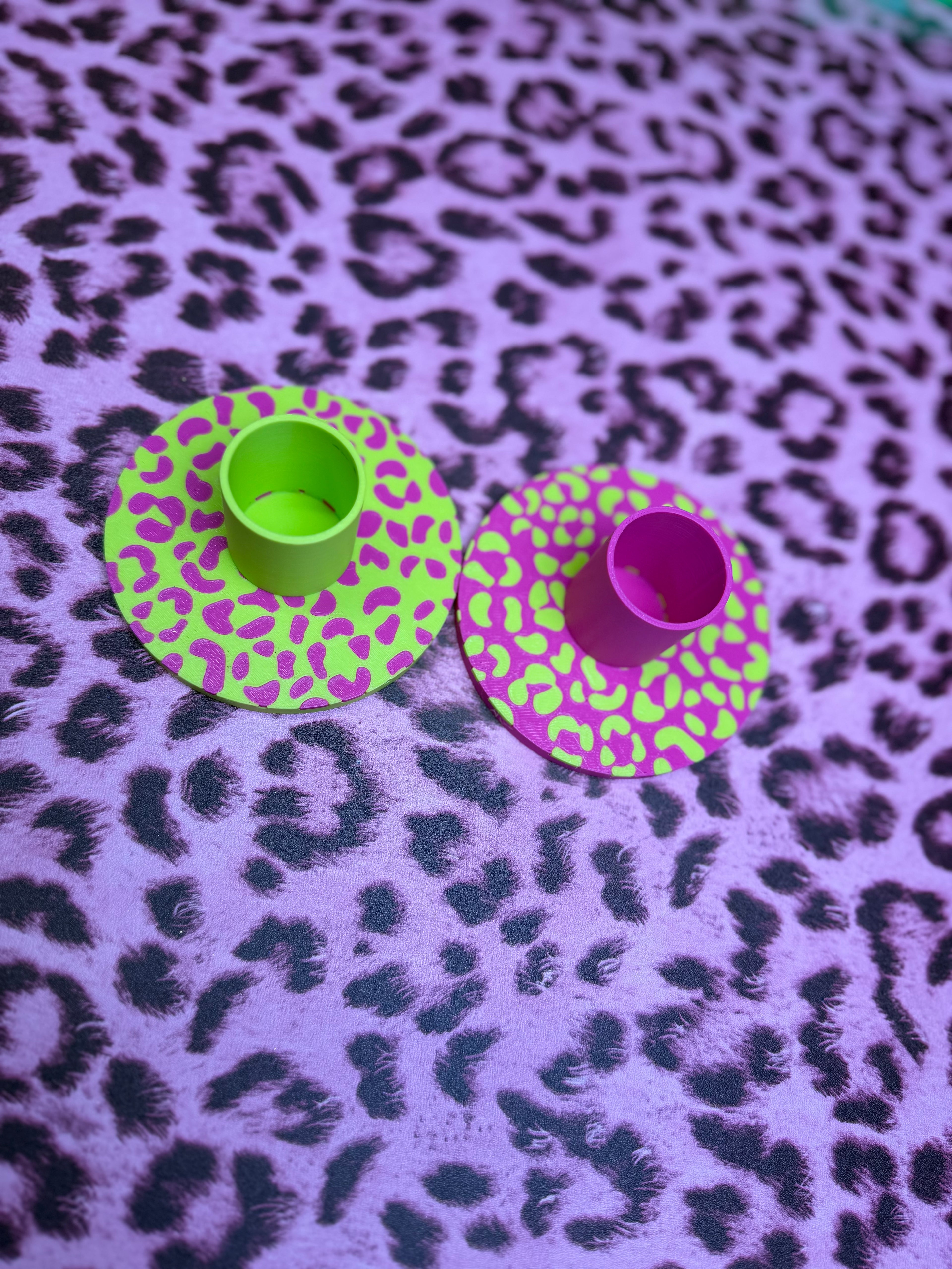 Lime Green and Pink Leopard 3/4 Stands (2 pack)