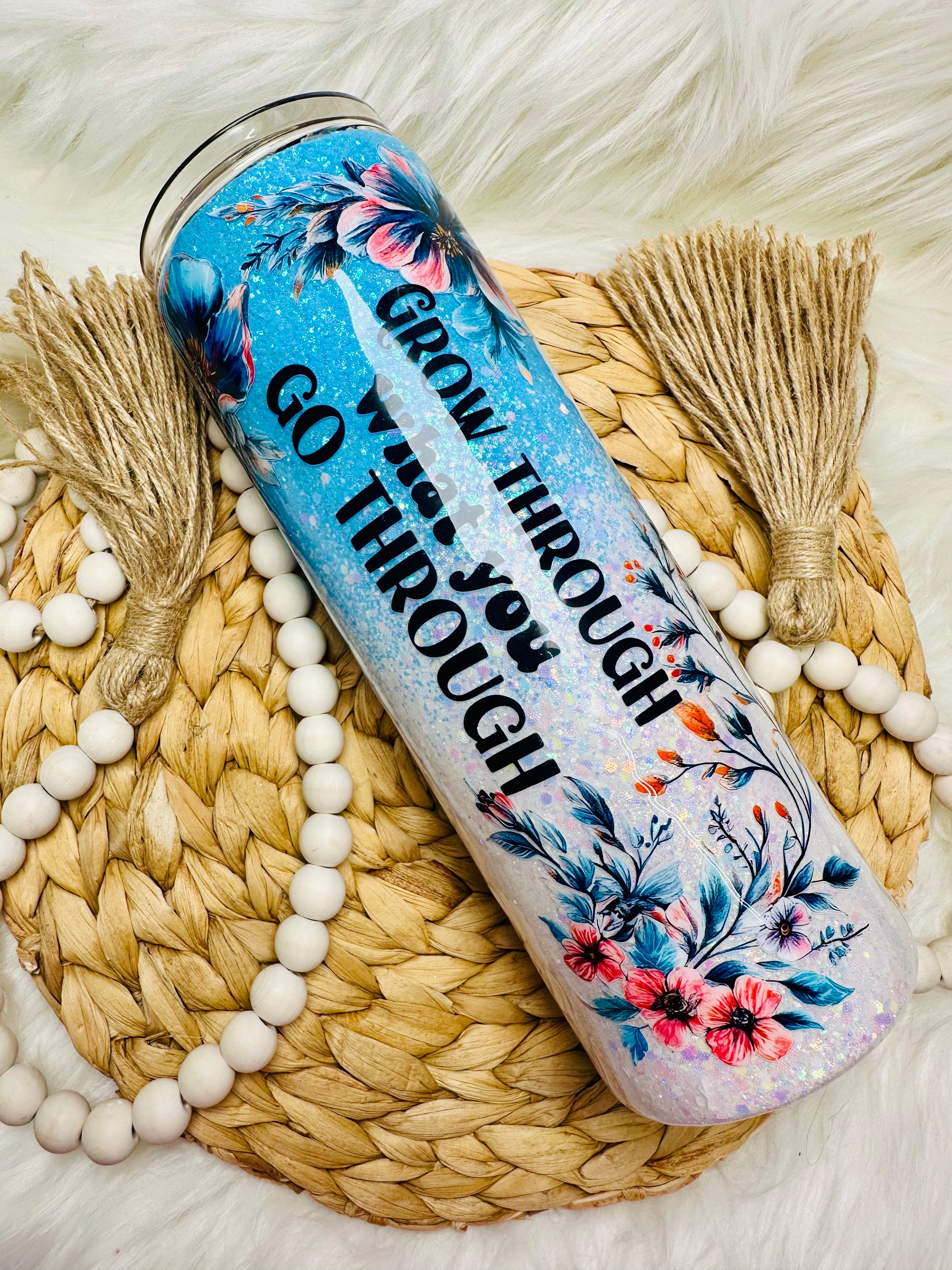 30oz Blue & White Floral