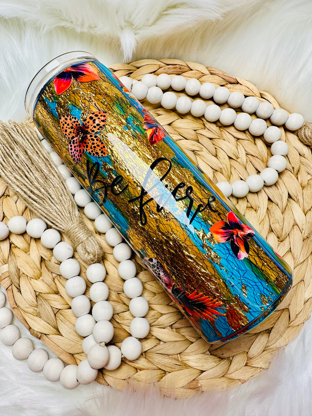 Teal and Gold Be Fierce 20oz